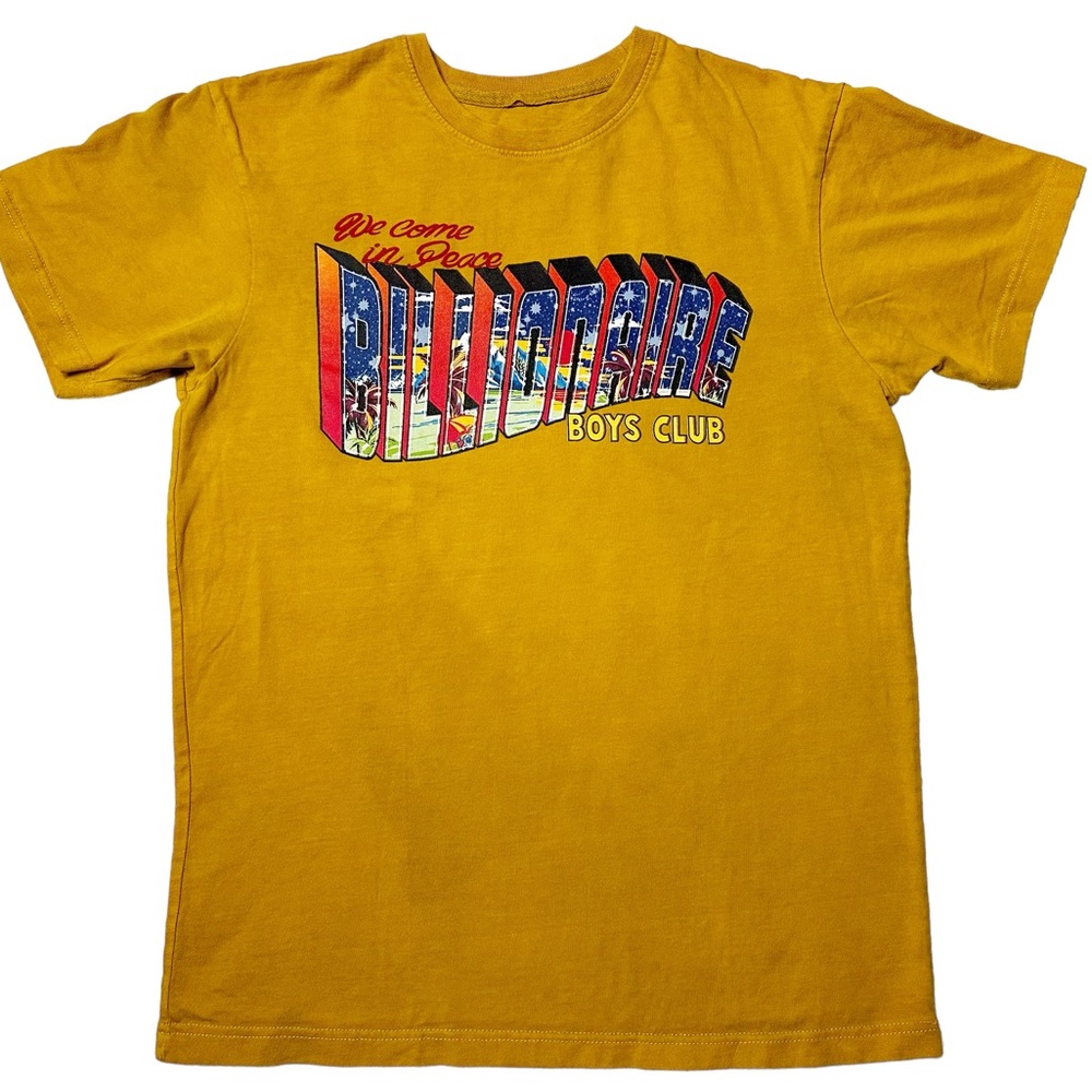 Billionaire Boys Club We Come In Peace Spell Out Graphic T-Shirt Gold Men’s M